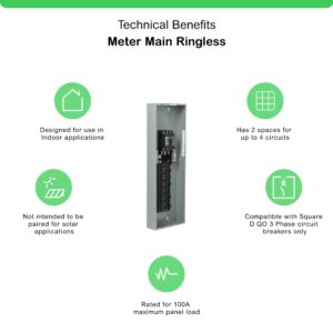 Square D - QO342MQ200 QO 200 Amp 42-Space 42-Circuit 3-Phase Main Breaker Load Center, ,