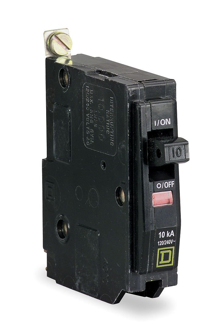 SCHNEIDER ELECTRIC Miniature 240-Volt 70-Amp QOB170 Molded Case Circuit Breaker 600V 15A, Black