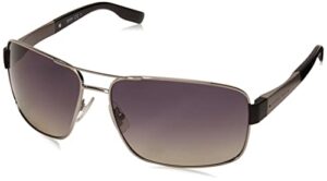 hugo boss boss men's 0521/s wrap polarized sunglasses, ruthenium, 64 mm