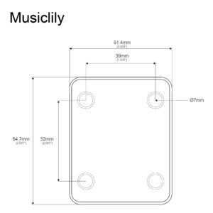 Musiclily Metal 4 Bolt Guitar Neck Plate with Screws for Fender Strat Tele Electric Guitar or Bass Replacement,Black