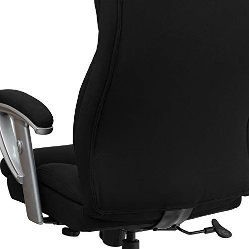 Flash Furniture HERCULES Series Big & Tall 400 lb. Rated Black Fabric Executive Ergonomic Office Chair with Silver Adjustable Arms