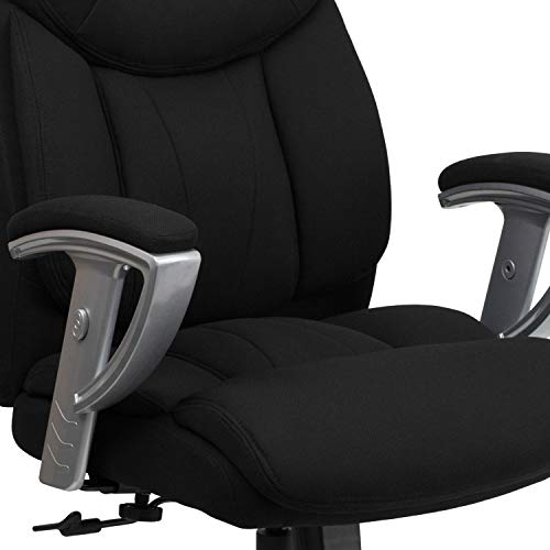 Flash Furniture HERCULES Series Big & Tall 400 lb. Rated Black Fabric Executive Ergonomic Office Chair with Silver Adjustable Arms