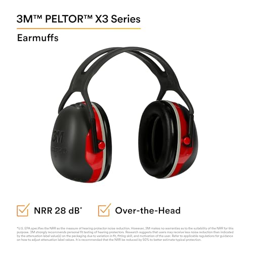 3M Peltor X3A Over-the-Head Ear Muffs, Noise Protection, NRR 28 dB, Construction, Manufacturing, Maintenance, Automotive, Woodworking, Heavy Engineering, Mining