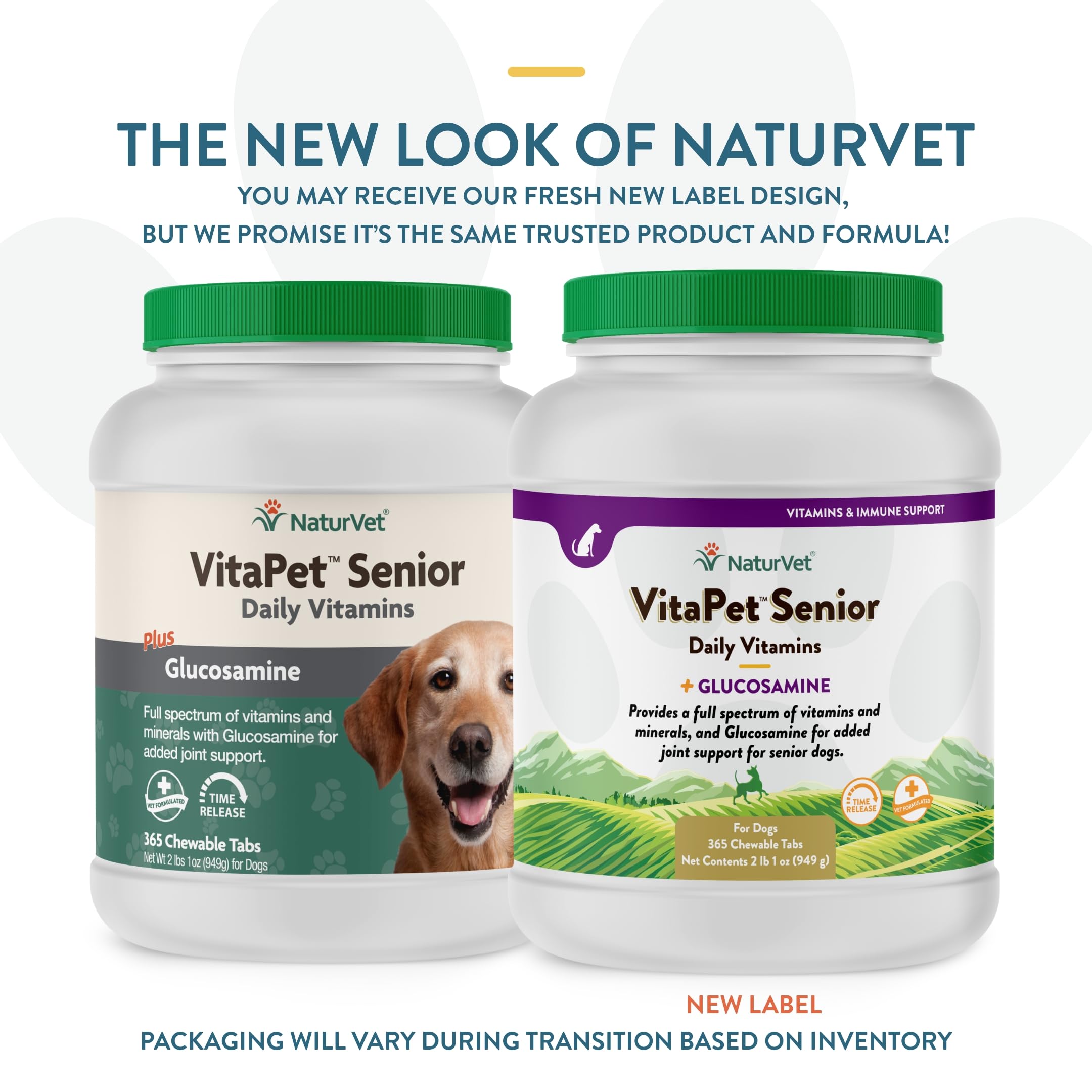 NaturVet –VitaPet Senior Daily Vitamins for Senior Dogs – Plus Glucosamine – Full Spectrum of Vitamins & Minerals – Enhanced with Glucosamine for Added Joint Support – 365 Time Release Tablets