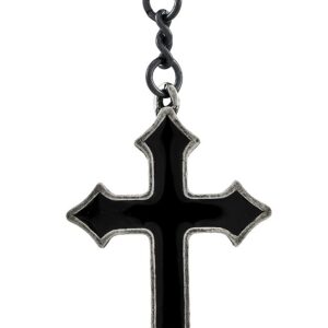 Alchemy Gothic Black Enamel Osbourne`s Cross Necklace