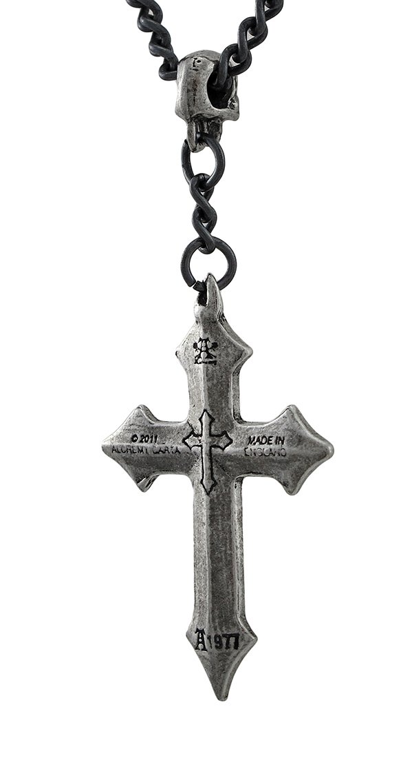 Alchemy Gothic Black Enamel Osbourne`s Cross Necklace