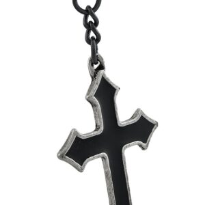 Alchemy Gothic Black Enamel Osbourne`s Cross Necklace