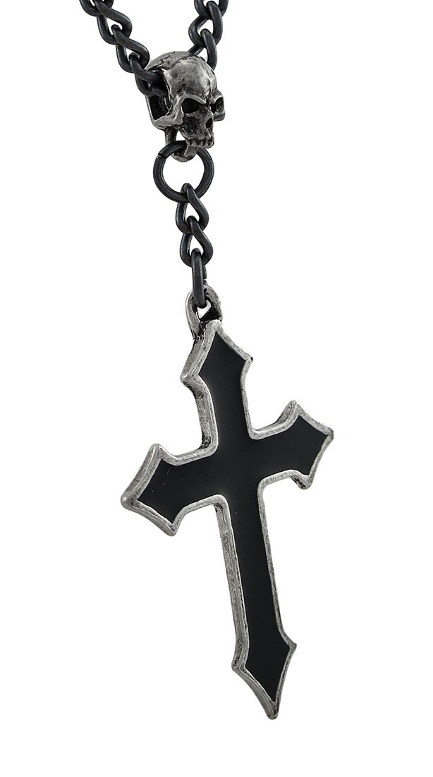 Alchemy Gothic Black Enamel Osbourne`s Cross Necklace