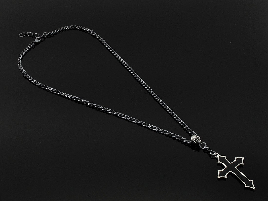 Alchemy Gothic Black Enamel Osbourne`s Cross Necklace