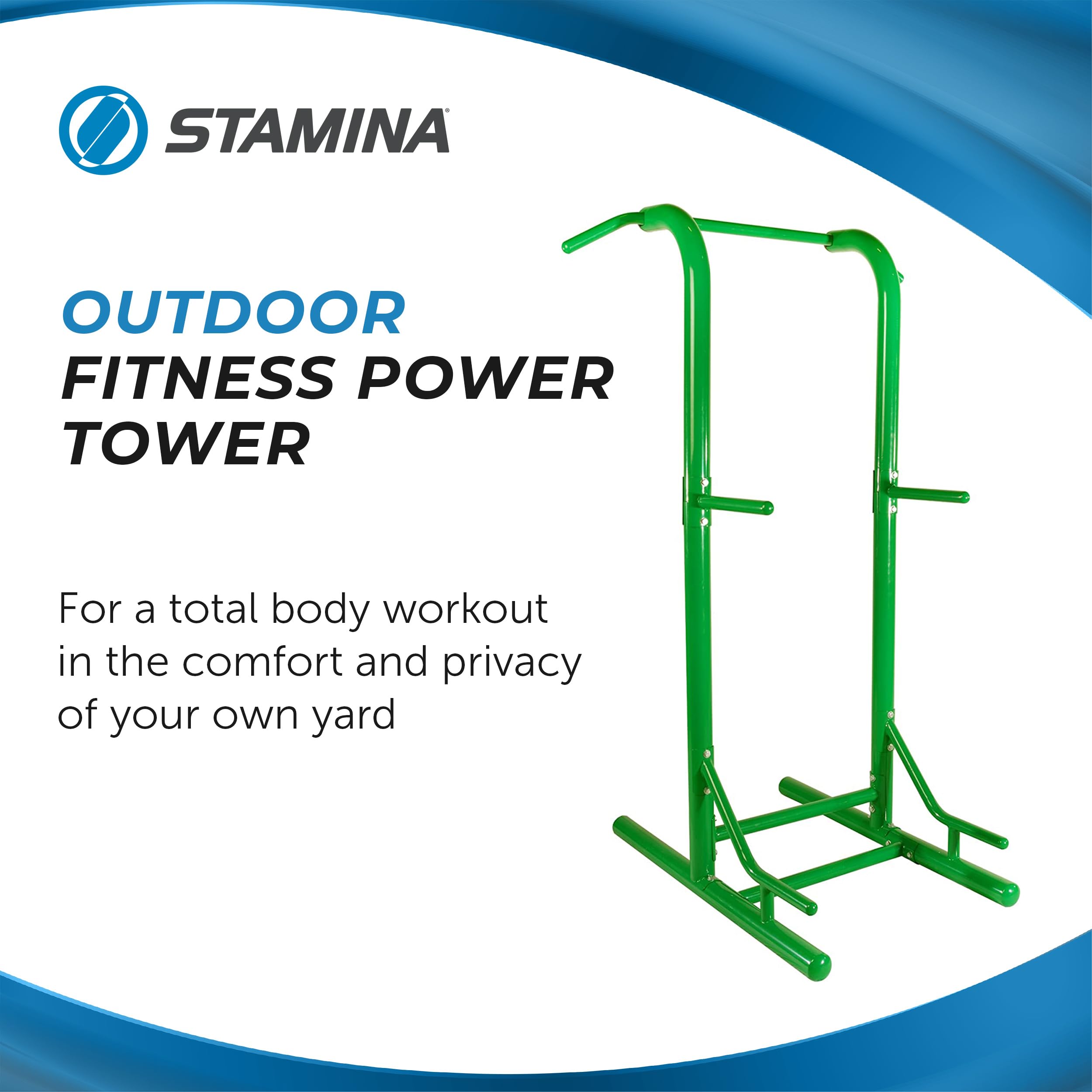 Stamina Products 300 Weight Capacity Steel Weatherproof Heavy Duty Outdoor Fitness Multi Use Strength Training Power Tower, Green