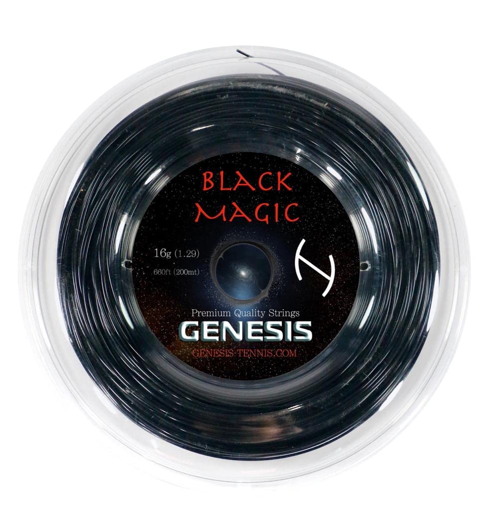 Genesis 660-Feet Black Magic Tennis Racket Reel Set, Black, 16L/1.29mm