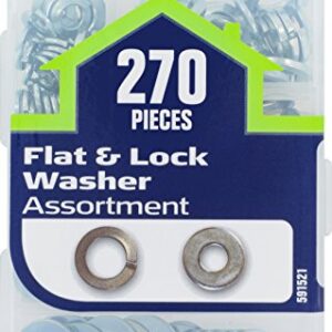 Hillman 591521 Small Flat and Lock Washer Assortment, 270-Pack , Zinc