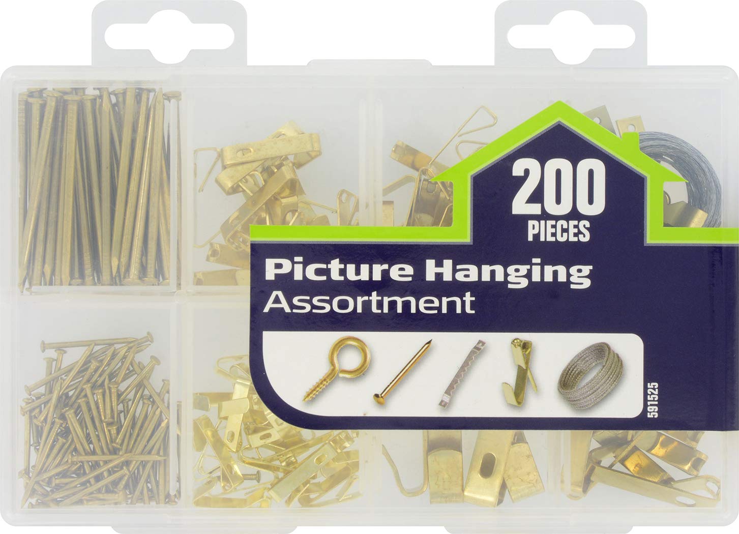 Hillman 591525 Medium Picture Hanger Assortment Kit, 200-Pack