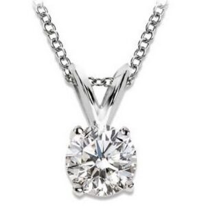 1/2 carat 4 prong solitaire basket diamond pendant necklace 14k white gold value collection w/ 16" silver chain