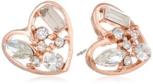 betsey johnson crystal heart stud earrings