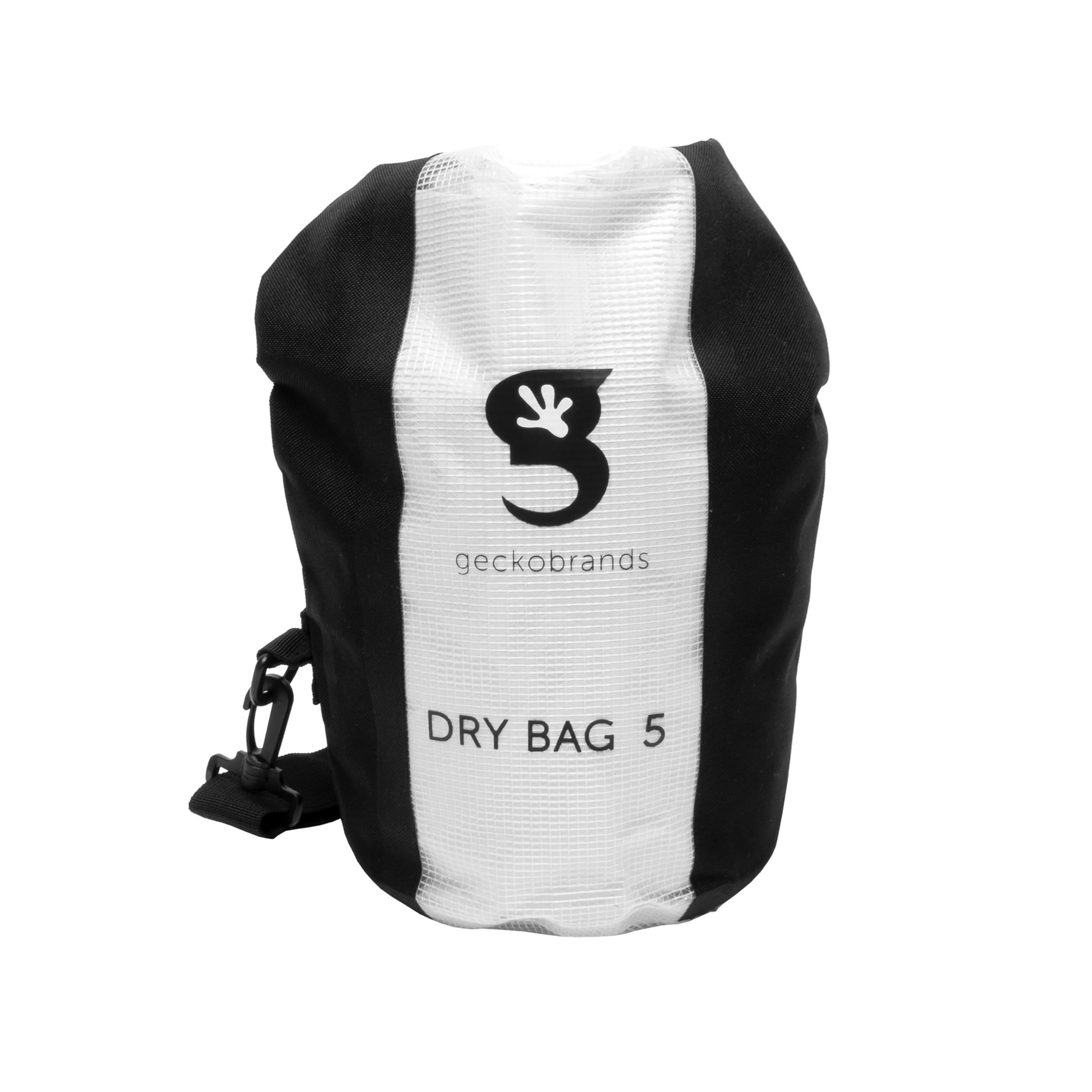 geckobrands Durable View (5L or Gallon) Dry Bag, PVC and Polyester Material, Shoulder Strap, Black