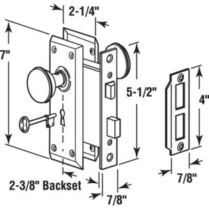 Prime-Line E 2330 Mortise Keyed Lock Set with Satin Nickel Knob – Perfect for Replacing Broken Antique Lock Sets and More, Fits 1-3/8 In.-1-3/4 In. Interior Doors, Satin Nickel (Single Pack)