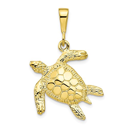 IceCarats 10K Yellow Gold Sea Turtle Necklace Charm Pendant 32mm x 21mm Only