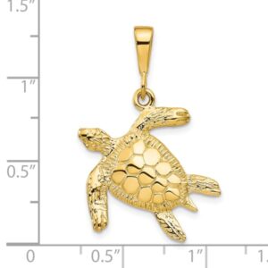 IceCarats 10K Yellow Gold Sea Turtle Necklace Charm Pendant 32mm x 21mm Only