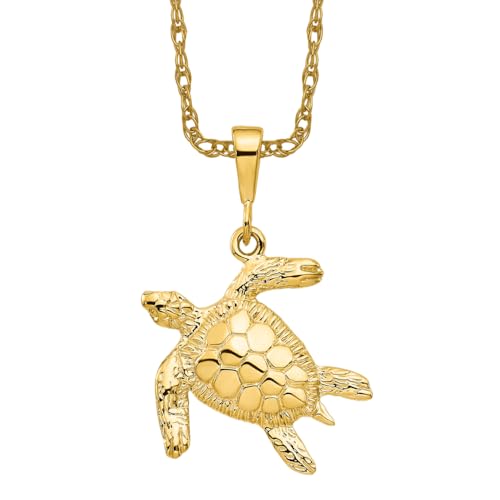 IceCarats 10K Yellow Gold Sea Turtle Necklace Charm Pendant 32mm x 21mm Only