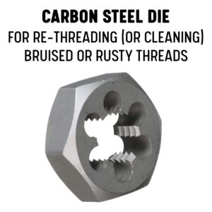 Drill America - DWTHX1420LH 1/4"-20 Carbon Steel Left Hand (Reverse) Hex Rethreading Die, DWT Series