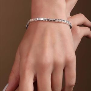 Unisex Solid Mirror Venetian Box Link Chain Bracelet For Men Teen .925 Sterling Silver Made In Italy 8 Inch