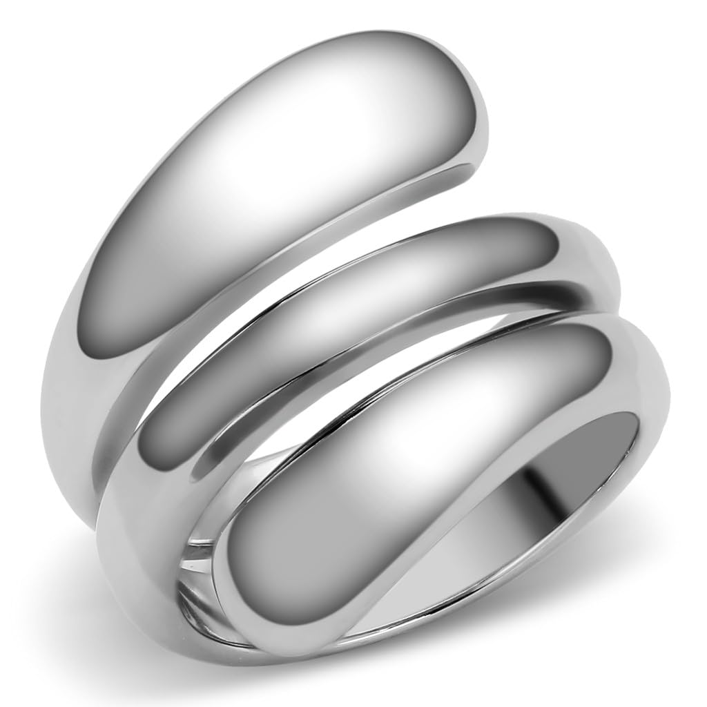 L8ny Designer Style 316 Stainless Steel Plain Women's Fashion Ring (10)