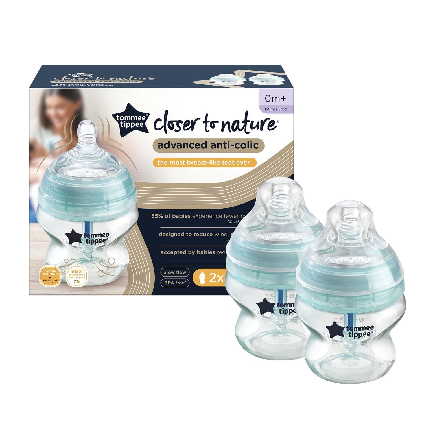 Tommee Tippee Closer to Nature Advanced Comfort 150 ml/5fl oz Feeding Bottles.