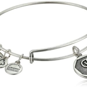 Alex and Ani Rafaelian Silver-Tone Initial "P" Expandable Wire Bangle Bracelet, 2.5"