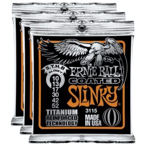 3 sets of ernie ball 3115 coated heavy top skinny bottom electric guitar strings