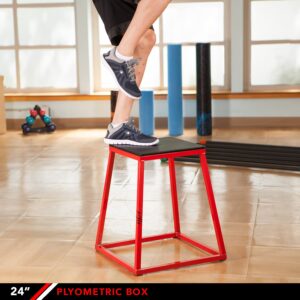 JFIT Plyometric Jump Box - 24", Red/Black