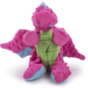 goDog Bubble Plush Dragons Squeaky Dog Toy, Chew Guard Technology - Pink, Large