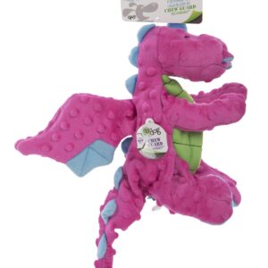 goDog Bubble Plush Dragons Squeaky Dog Toy, Chew Guard Technology - Pink, Large