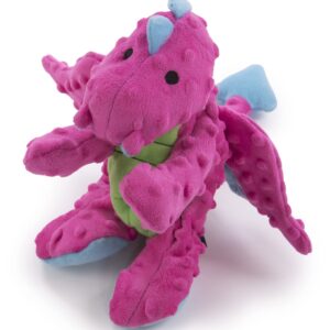 goDog Bubble Plush Dragons Squeaky Dog Toy, Chew Guard Technology - Pink, Large