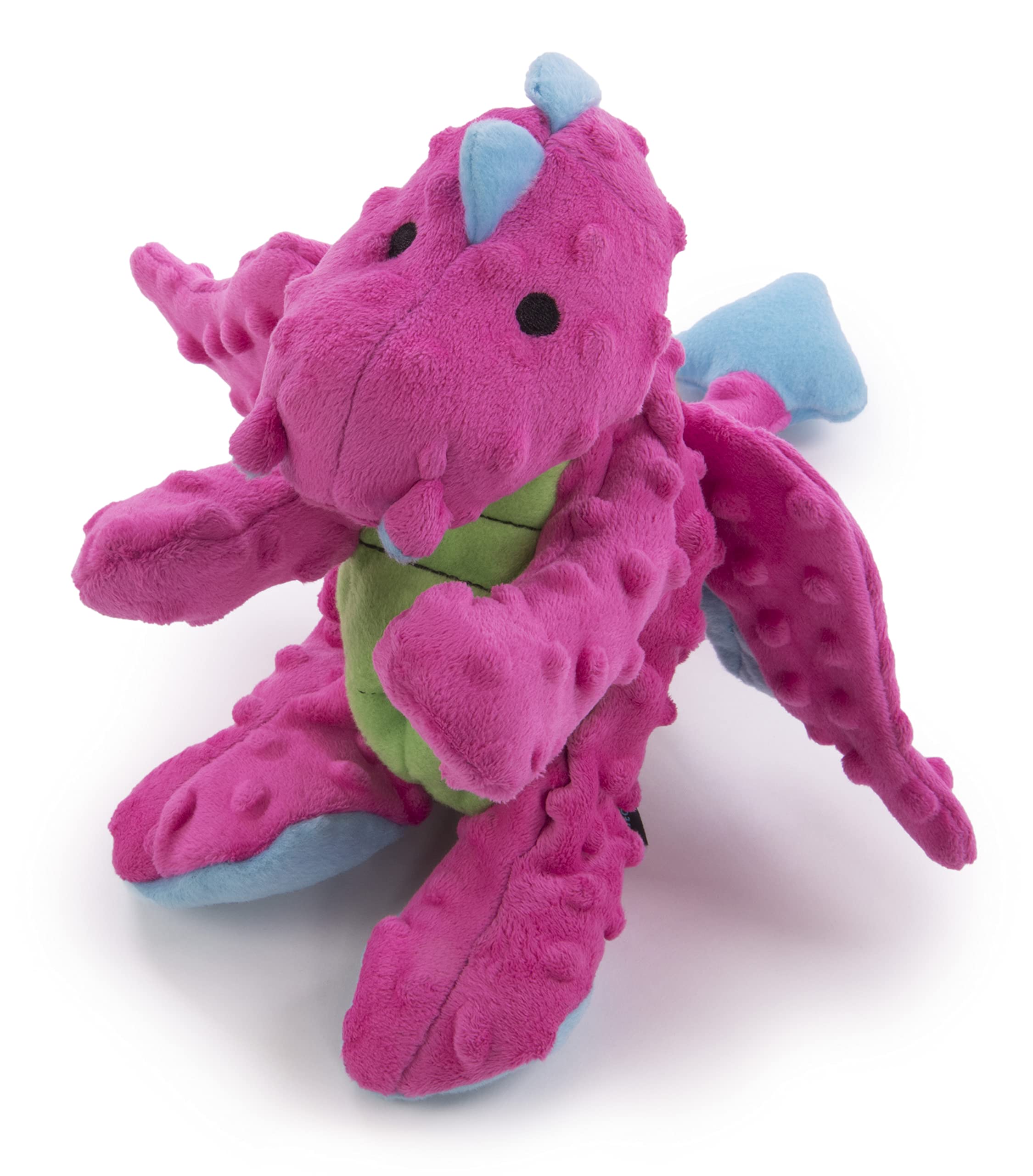 goDog Bubble Plush Dragons Squeaky Dog Toy, Chew Guard Technology - Pink, Large