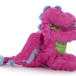 goDog Bubble Plush Dragons Squeaky Dog Toy, Chew Guard Technology - Pink, Large