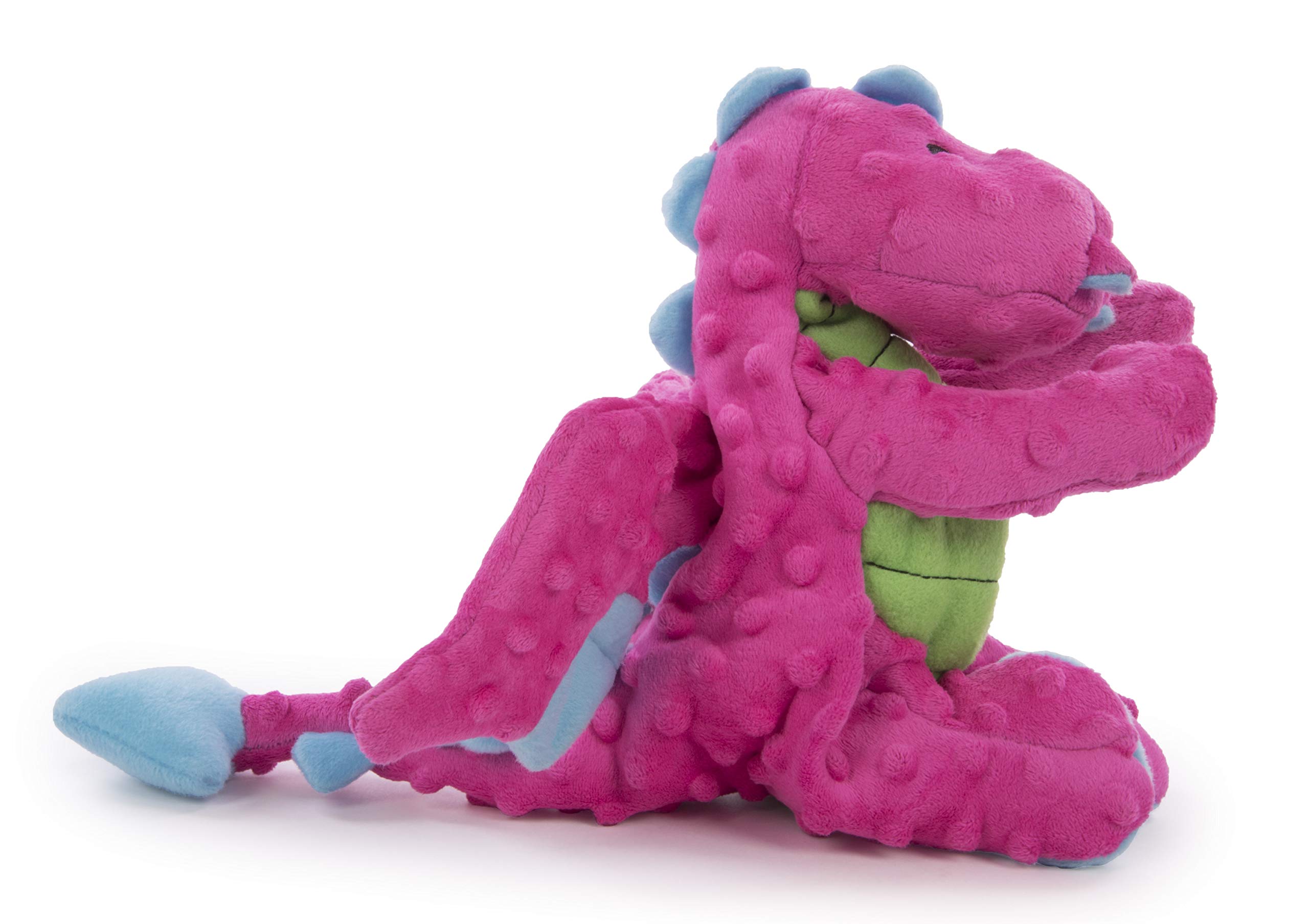 goDog Bubble Plush Dragons Squeaky Dog Toy, Chew Guard Technology - Pink, Large