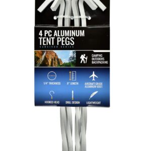 SE 9" Heavy Duty Aluminum Tent Pegs Stakes (4 PC.) - 914ATP