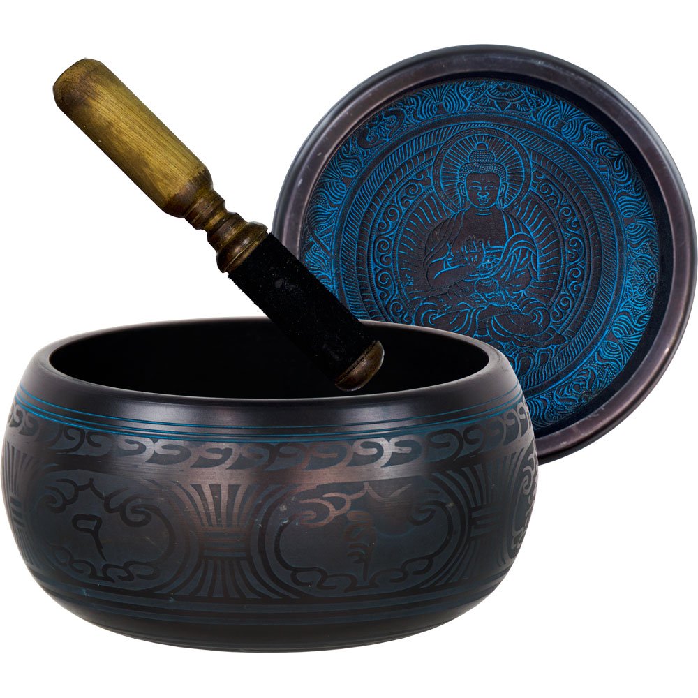 Singing Bowl Round Sides 7" Medicine Buddha Blue