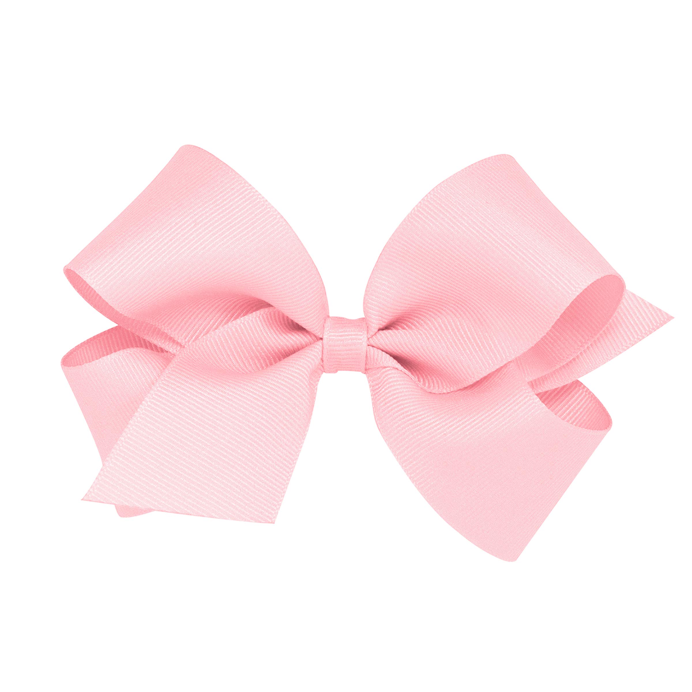 Wee Ones Girls' Classic Grosgrain Hair Bows on a WeeStay No-Slip Hair Clip, Handmade, Medium Sized Bow, Light Pink