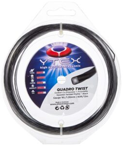 ytex quadro twist black tennis racquet string set (16 gauge, 1.26mm)