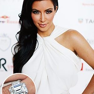 9 Carats Sterling Silver 925 Kim Kardashian Engagement Wedding Ring Emerald-Cut Cubic Zirconia