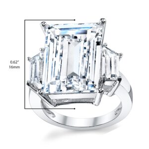 9 Carats Sterling Silver 925 Kim Kardashian Engagement Wedding Ring Emerald-Cut Cubic Zirconia