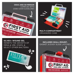 Be Smart Get Prepared OSHA/ANSI First Aid Kit - 50 Person, 250 Pieces - Designed for Home, Business, School, Industrial, and Restaurants - Compact & Portable