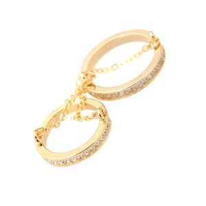 spinningdaisy crystal double layer with chain knuckle ring (gold plated)