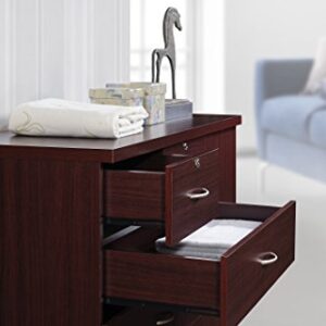 Hodedah 7 Drawer Jumbo Chest, Five Large & Two Smaller Drawers with Two Lock, Hanging Rod, and Three Shelves | Mahogany, 17.76" D X 47.24" W X 48.39" H