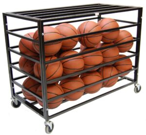 trigon sports hd secure ball locker with wheels, sports lockable ball storage cart, basketball storage bin for indoor outdoor, rolling exercise ball cart holder for gym, school, club