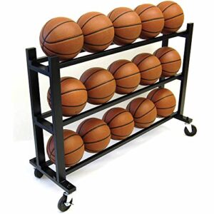 trigon sports ball storage cart, basketball storage bin for indoor outdoor, rolling exercise ball cart holder for gym, school, club