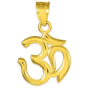 10k gold hindu meditation charm yoga "om" (aum) pendant