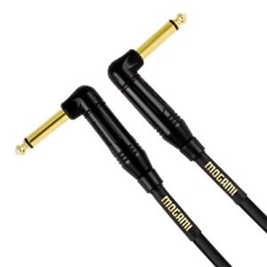 mogami gold instrument-03rr guitar pedal effects instrument cable, 1/4" ts male plugs, gold contacts, right angle connectors, 3 foot